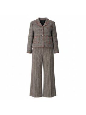 Chanel C Tweed Set Tailored Jacket Bottom Pants 40 Multicolor